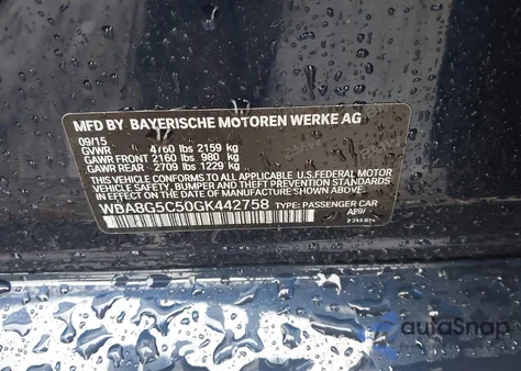 2016 BMW 328I xDrive from USA, damaged, VIN WBA8G5C50GK442758